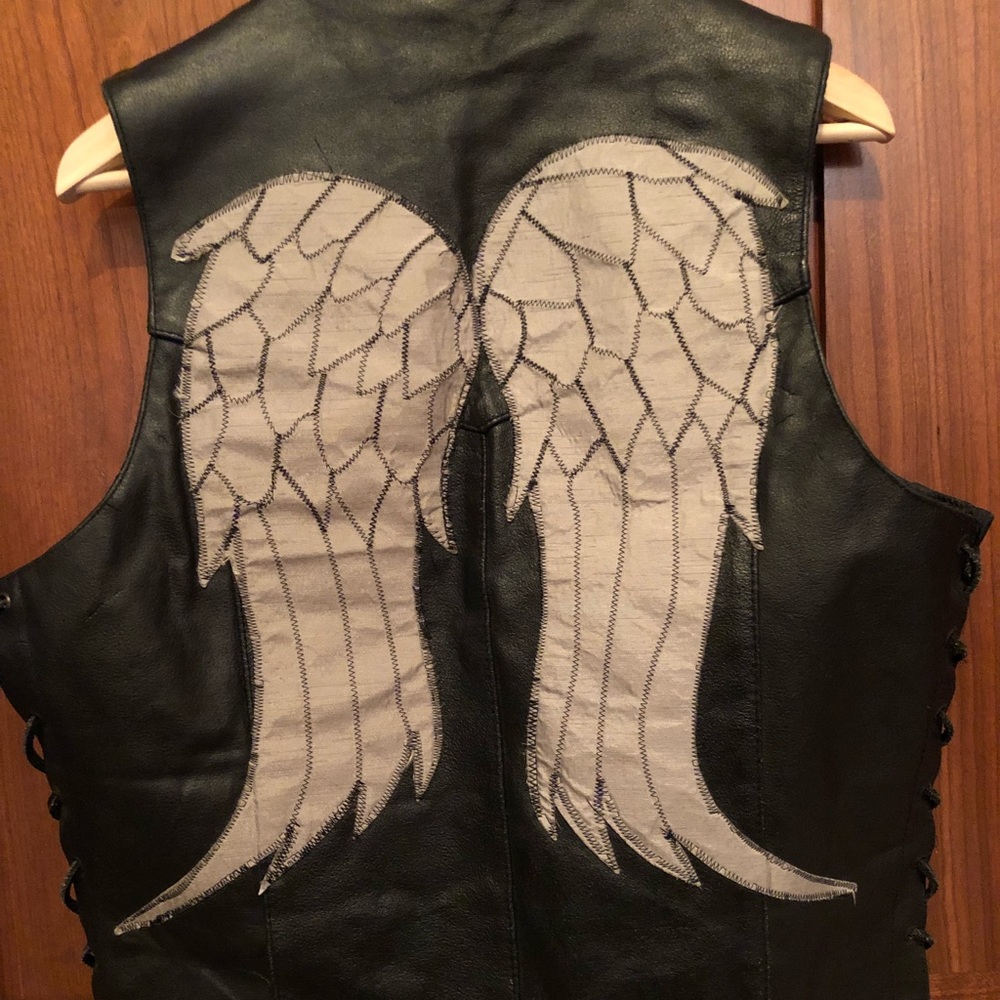 Leather Angel Wings Biker Vest.